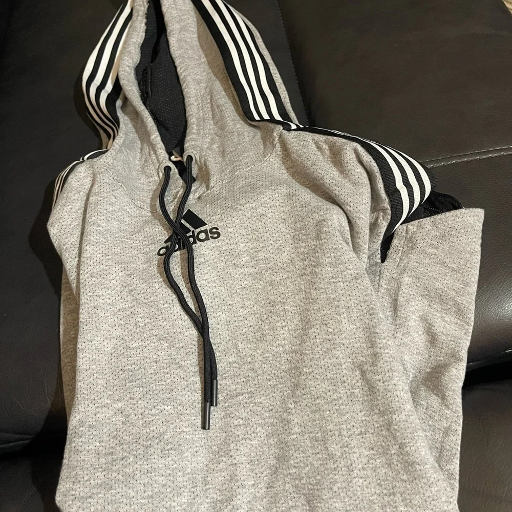Adidas Gray Hoodie with Stripes SIZE SMALL NEW WITH TAG!! - Picture 2 of 8
